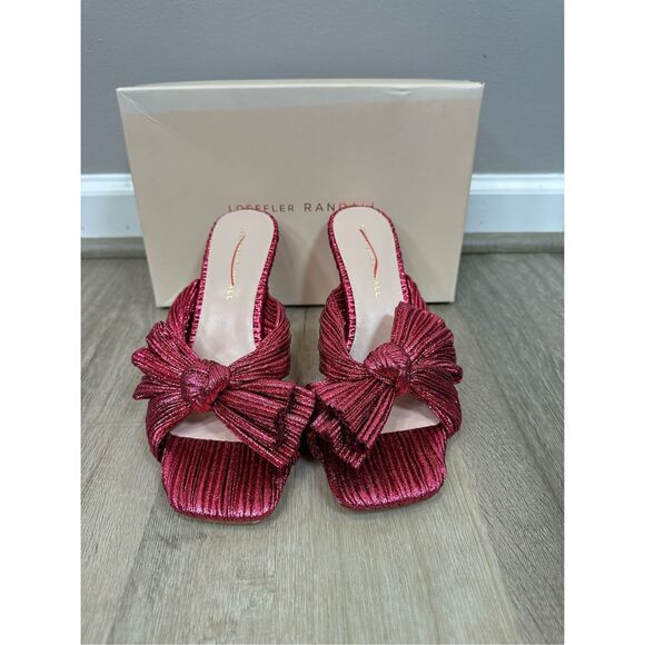 Loeffler Randall Claudia Pleated Skinny-Heel Mules Size 8 $395 - Picture 6 of 12